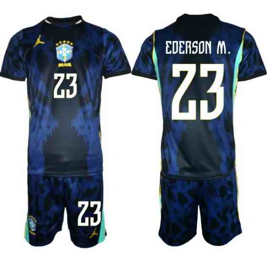 Youth Brazil 2026 FIFA World Cup Blue Away Soccer Jersey EDERSON M. #23
